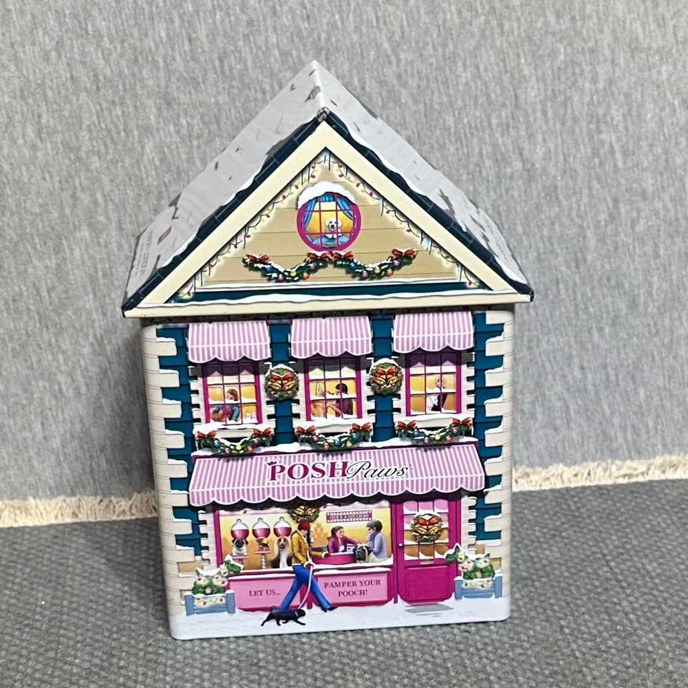 Harry London Posh Paws Pet Boutique House Tin Christmas Holiday Collectible